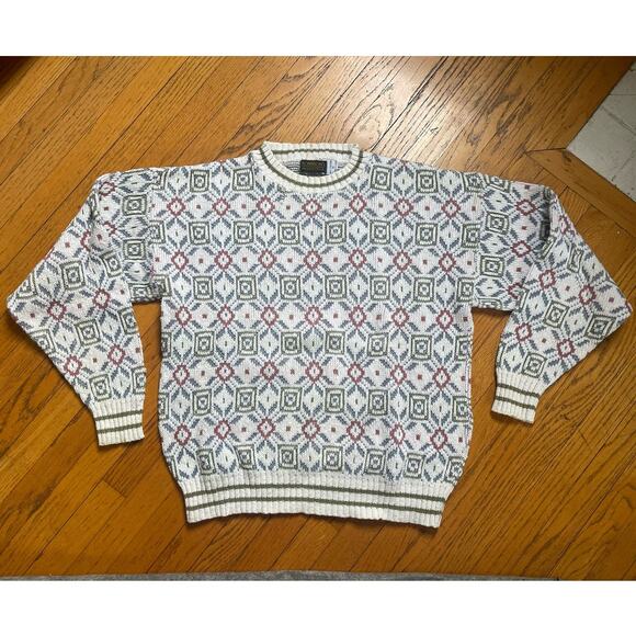 Vintage Robinsons Cotton Diamond Grandpa Sweater Size Medium - Picture 1 of 6